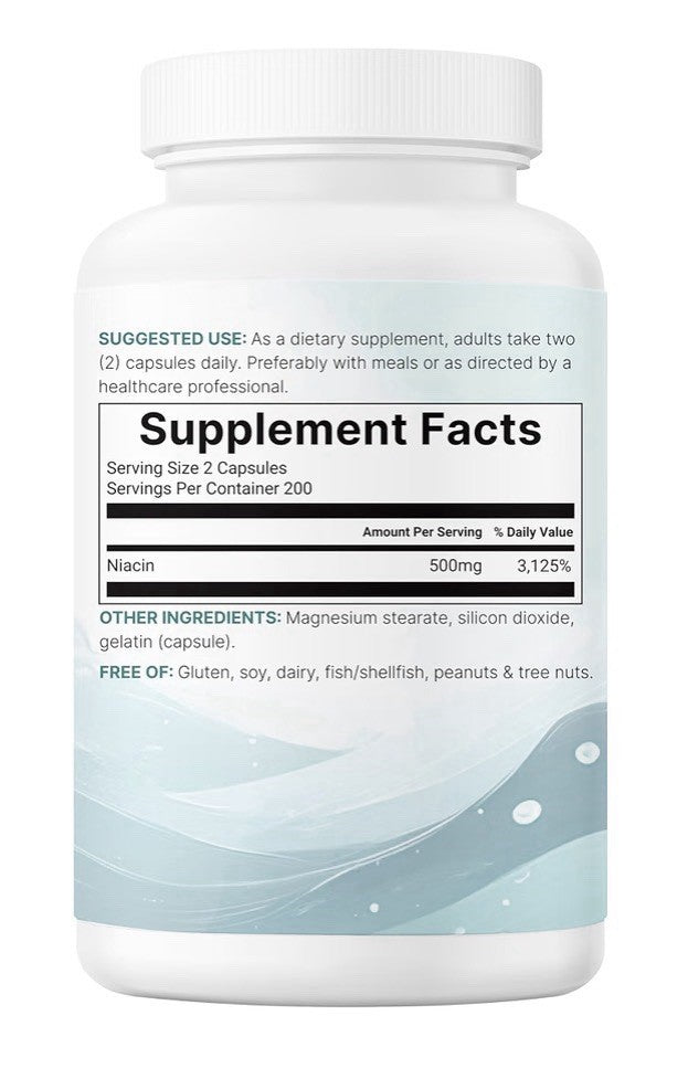 Micro Ingredients Niacin Vitamin B3 500mg Per Serving 400 Capsules Flush Free