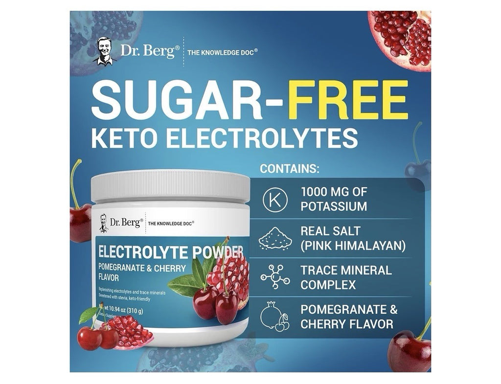 Dr. Berg Electrolyte Powder Pomegranate & Cherry Flavor Keto Friendly 50Servings