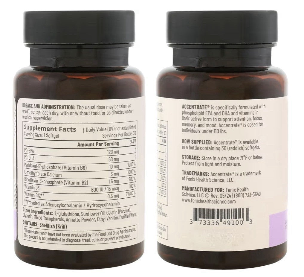 Accentrate Combo Focus Kids Supplement Methylated Vitamin B Complex Omega 30Caps