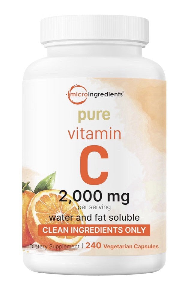 Micro Ingredients Pure Vitamin C 2,000mg Highly Bioavailable 240 Veggie Capsules