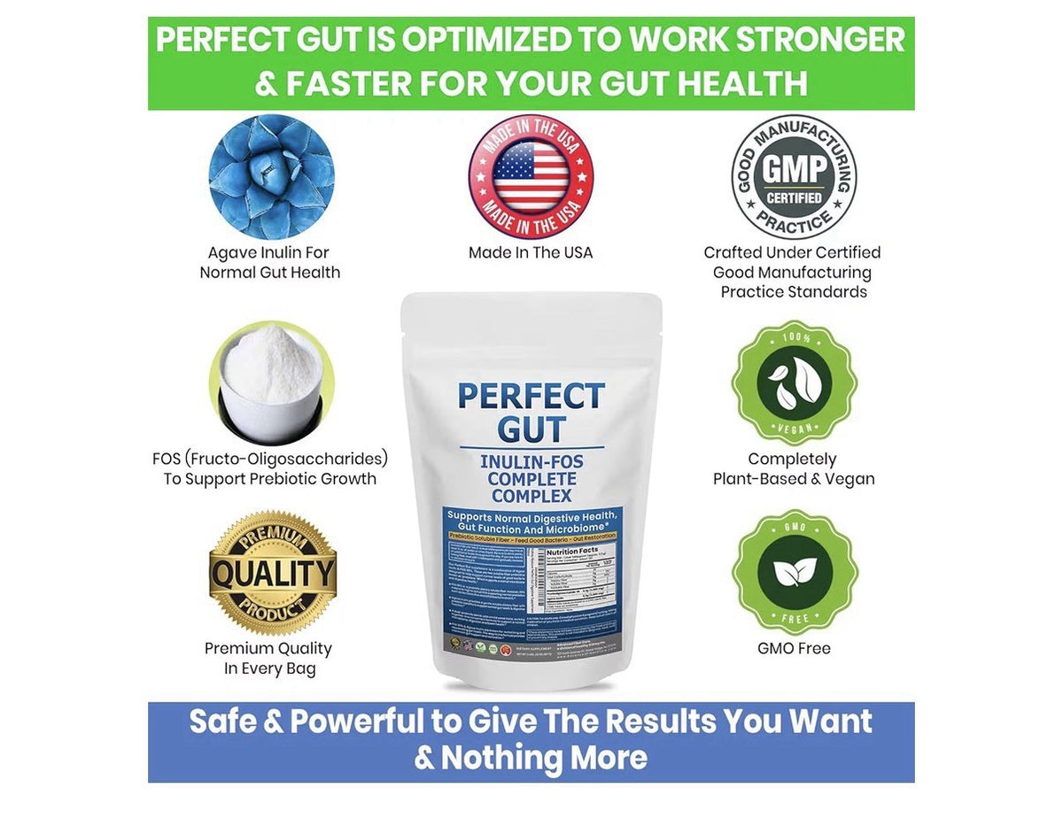 Perfect Gut: Inulin FOS Powder for Gut Health Prebiotic Inulin Prebiotic 2 LBS