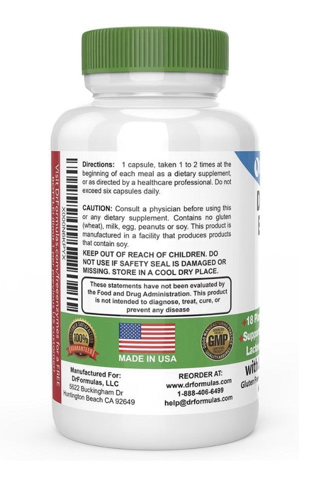 DrFormulas Digestive Enzymes Plant Based Enzymes Bloating Relief Lactose Support