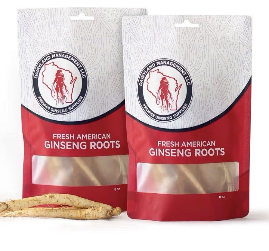 2 Pack Dairyland Fresh American Ginseng Roots Herbal Wisconsin Ginseng