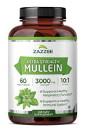 Zazzee Mullein Leaf Support Healthy Respiratory Lung Immune 2Month Supply 60caps