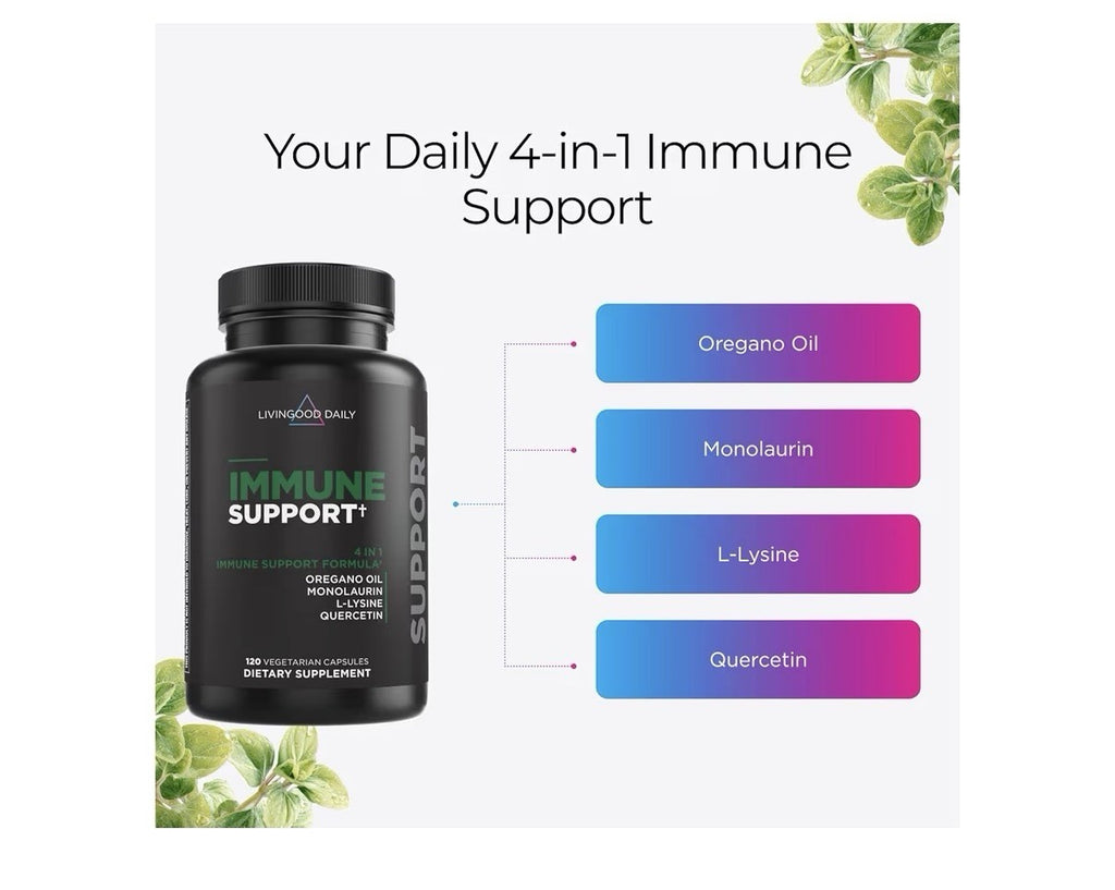 Livingood Daily Immune Support Supplement 4in1 Formula Digestive Gut Health 120c