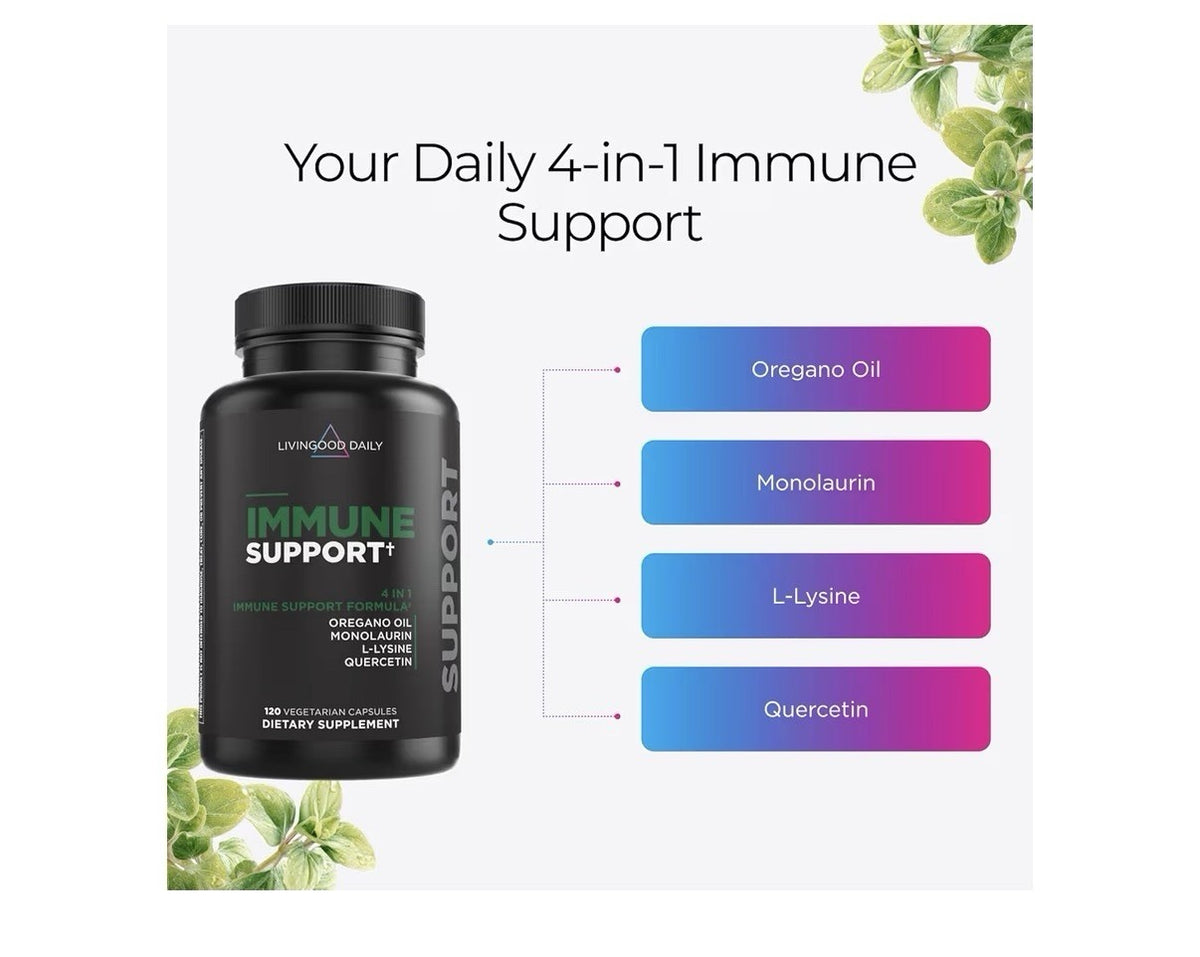Livingood Daily Immune Support Supplement 4in1 Formula Digestive Gut Health 120c