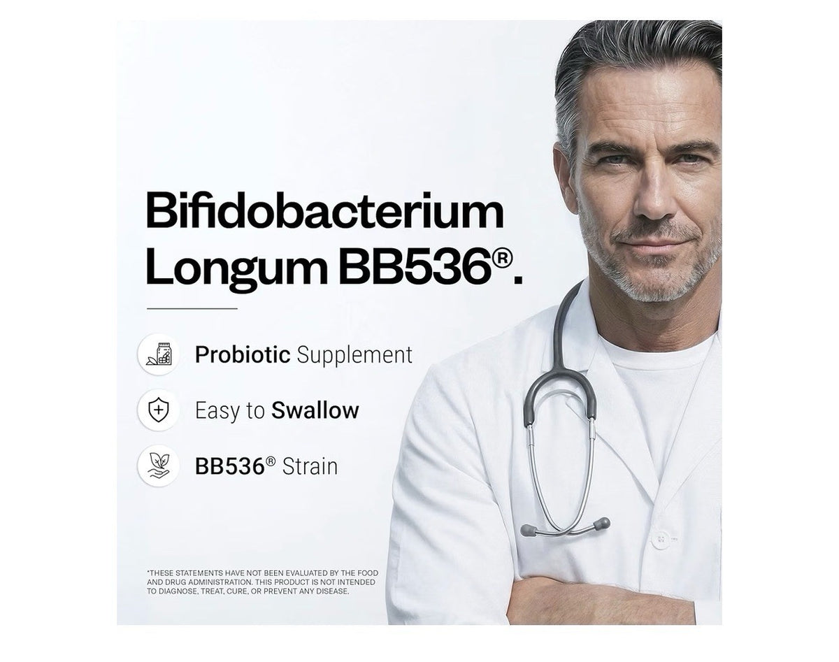 Supersmart Bifidobacterium Longum BB536 Probiotics 6 Billion CFU per Day 60 Caps