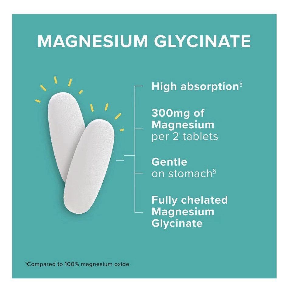 Qunol Magnesium Glycinate 300mg Nerve Bone Muscle Health Stress Sleep 90 Tablets