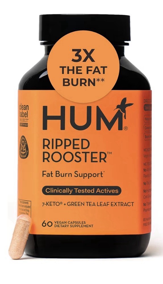 HUM Ripped Rooster Fat Burn Support Healthy Diet Natural Green Tea Extract 60cap