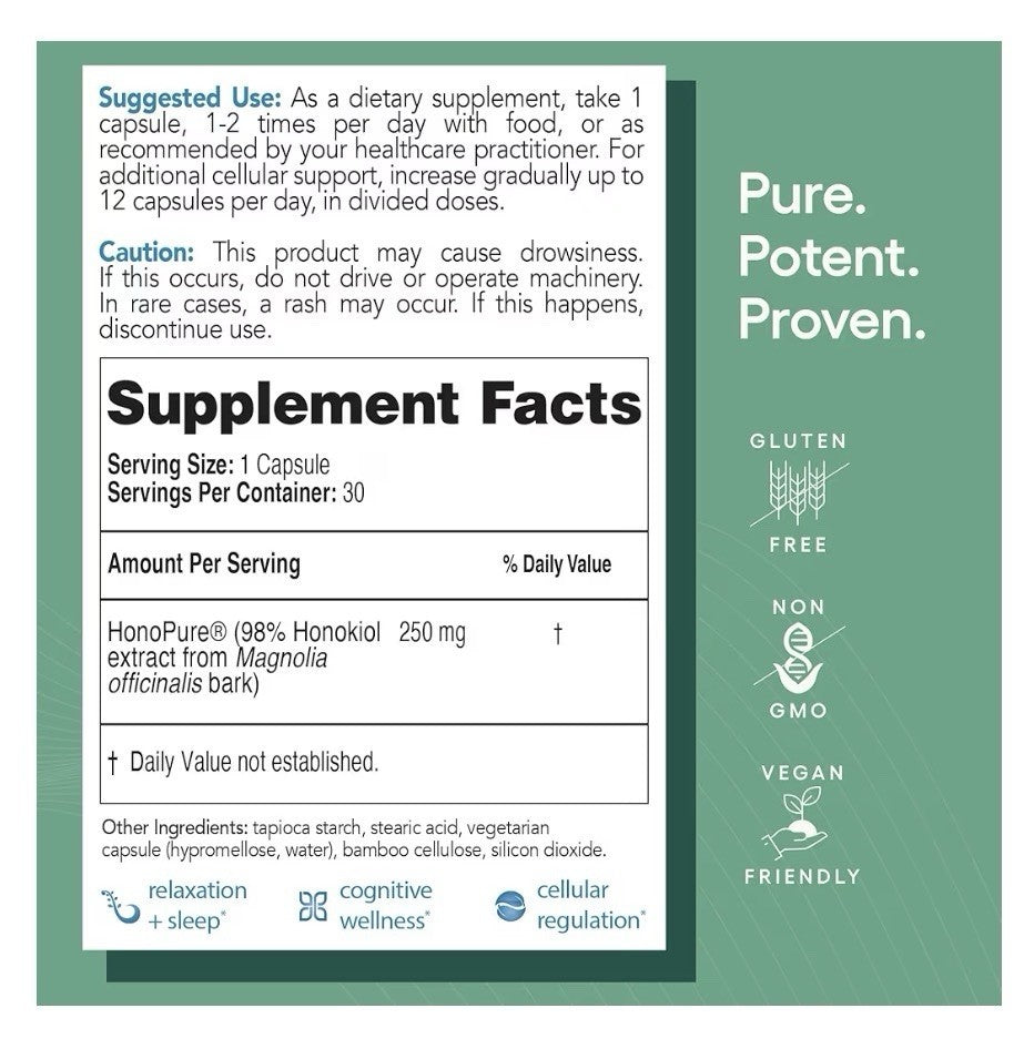 EcoNugenics HonoPure Neurological Stress Support Cognitive Supplement 30Capsules