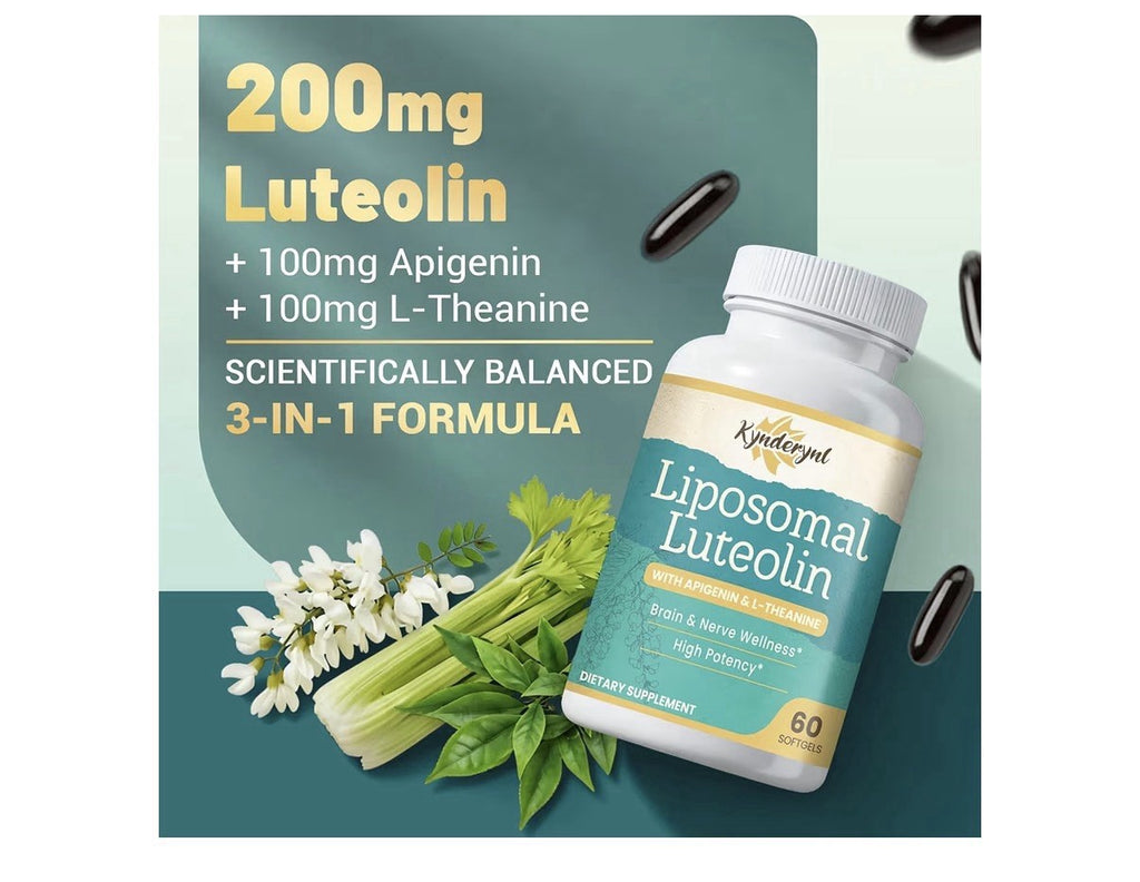 2 Pack Kynderynl Liposomal Luteolin 200mg Supplement Brain Nerve Wellness