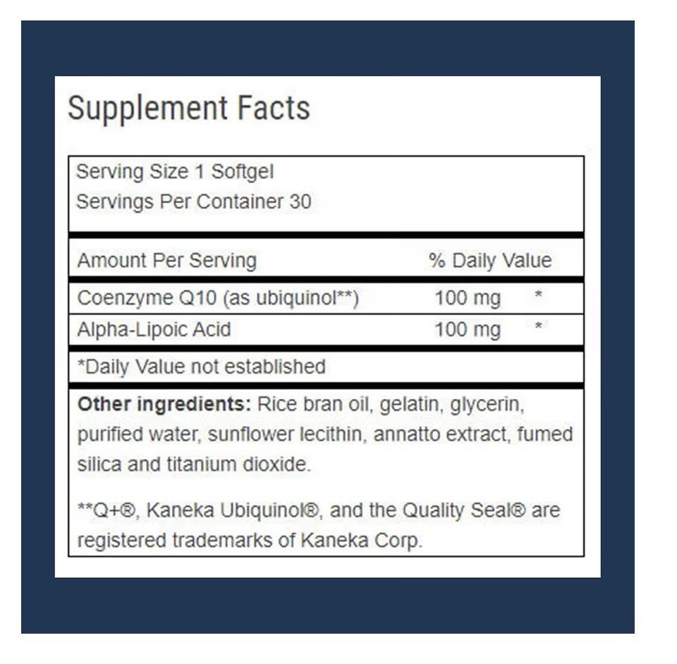 Advanced Bionutritionals Ubiquinol CoQ10 Increased Energy Production 30 Softgels
