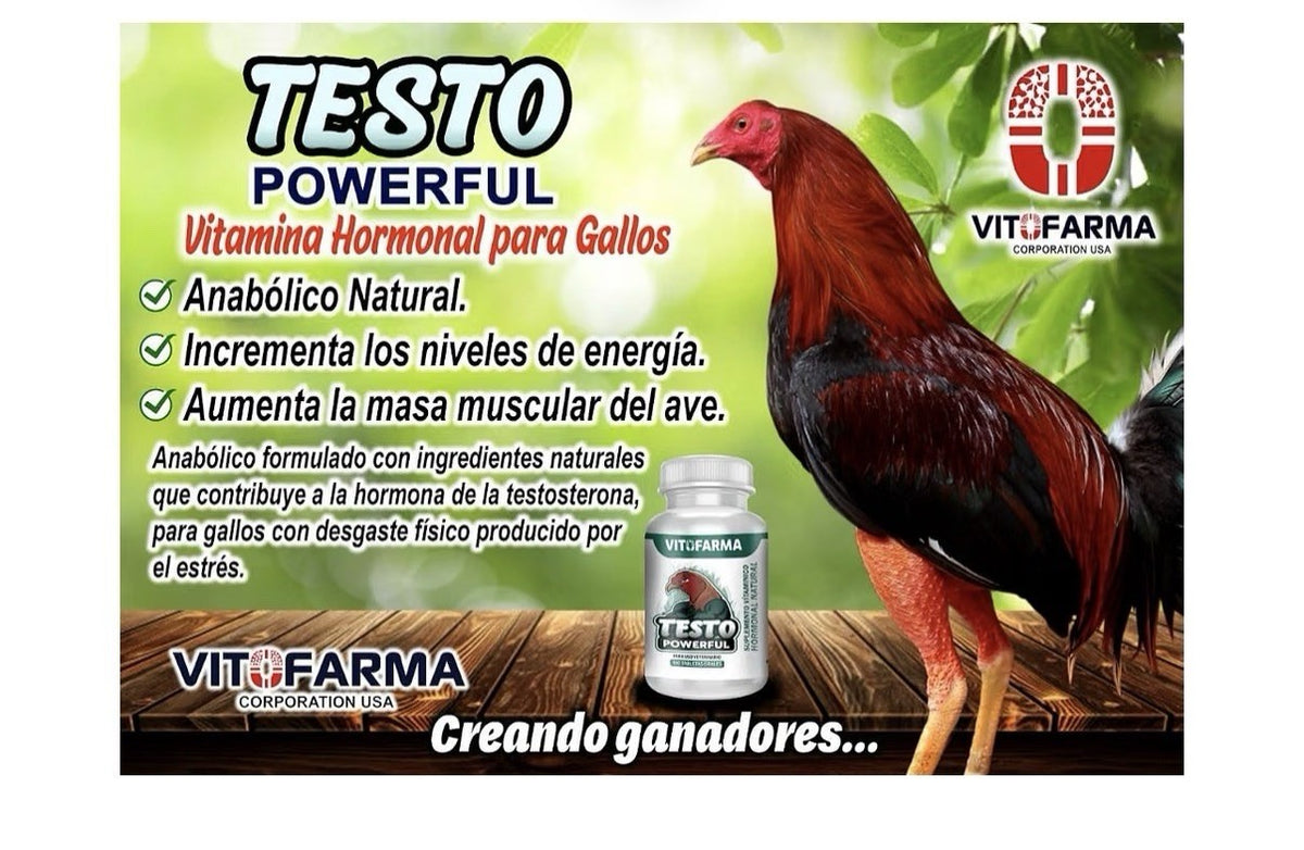 VITOFARMA TESTO POWERFUL POTENCIADOR HORMONAL GALLOS Finos ROOSTER 100 Tablets