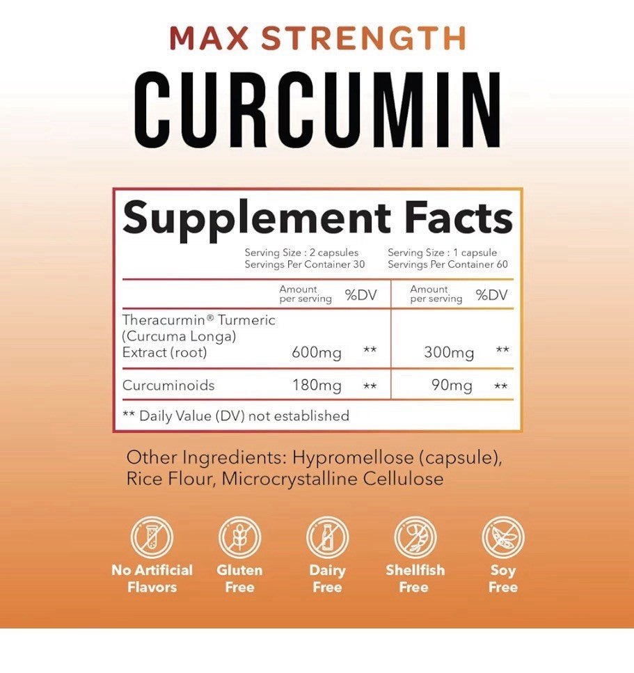 Natleo USA Supplements Theracurmin Turmeric Curcumin High Absorption 60capsules