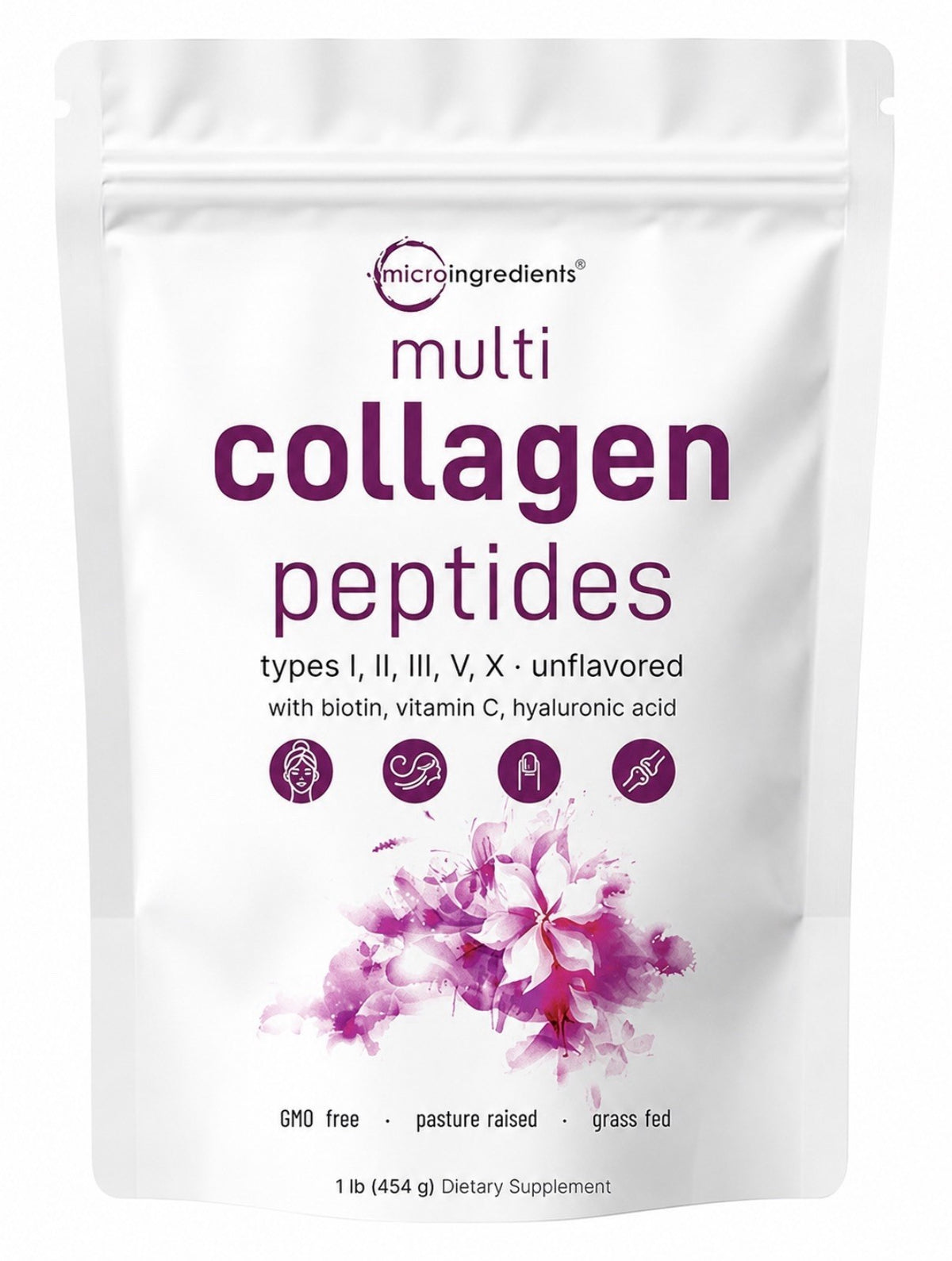 Micro Ingredients Multi Collagen Peptides Powder For Women & Men 1lb 41 Servings
