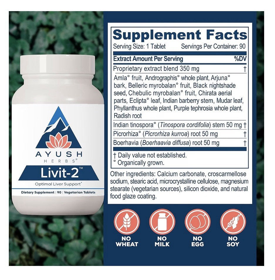 Ayush Herbs Livit-2 Optimal Liver Support Liver Care For Women & Men 90Capsules