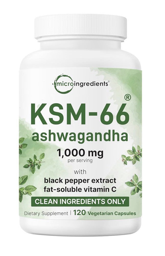Micro Ingredients KSM-66 Ashwagandha 1,000mg Per Serving 120 Vegetarian Capsules