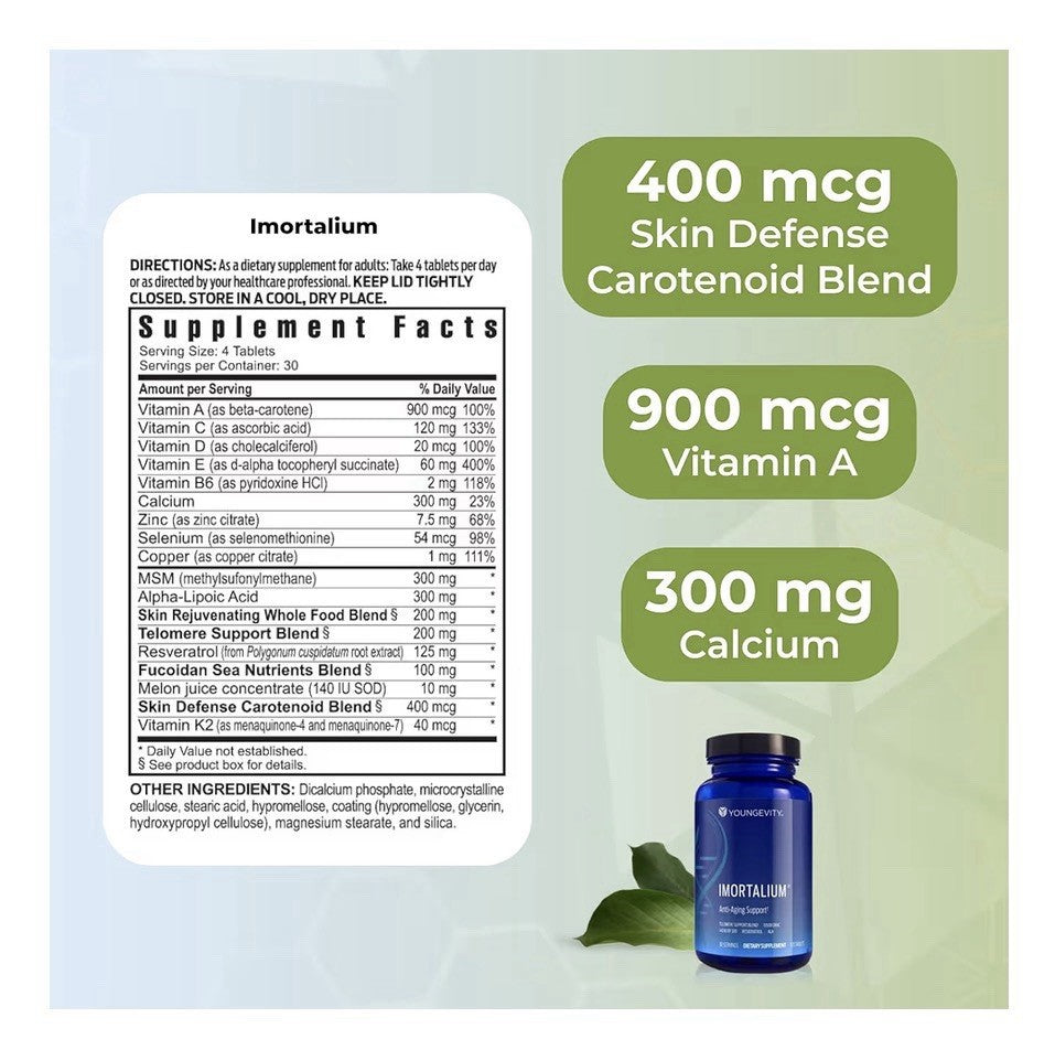 2 Pack Youngevity Imortalium Anti-Aging Support Telomere Health Support
