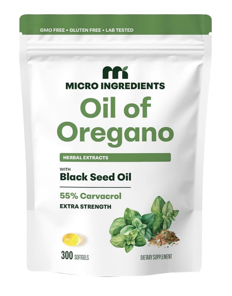 Micro Ingredients Oil of Oregano Herbal Extract With Black Seed Oil 300 Softgels