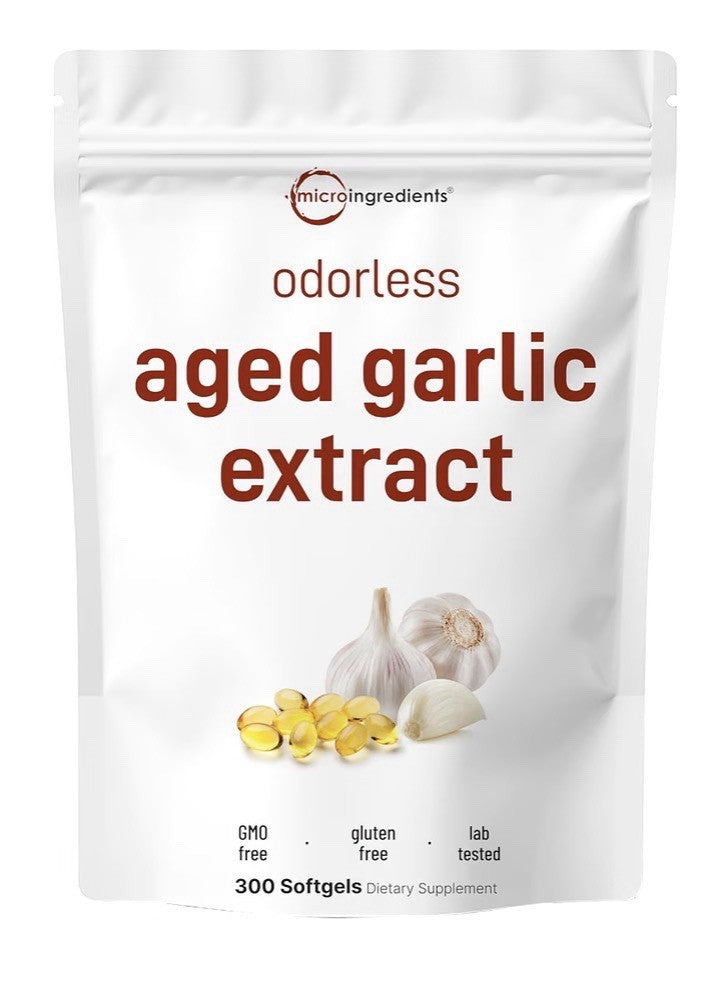 Micro Ingredients Aged Garlic Extract Odorless  2 Years Aged 300 Softgels