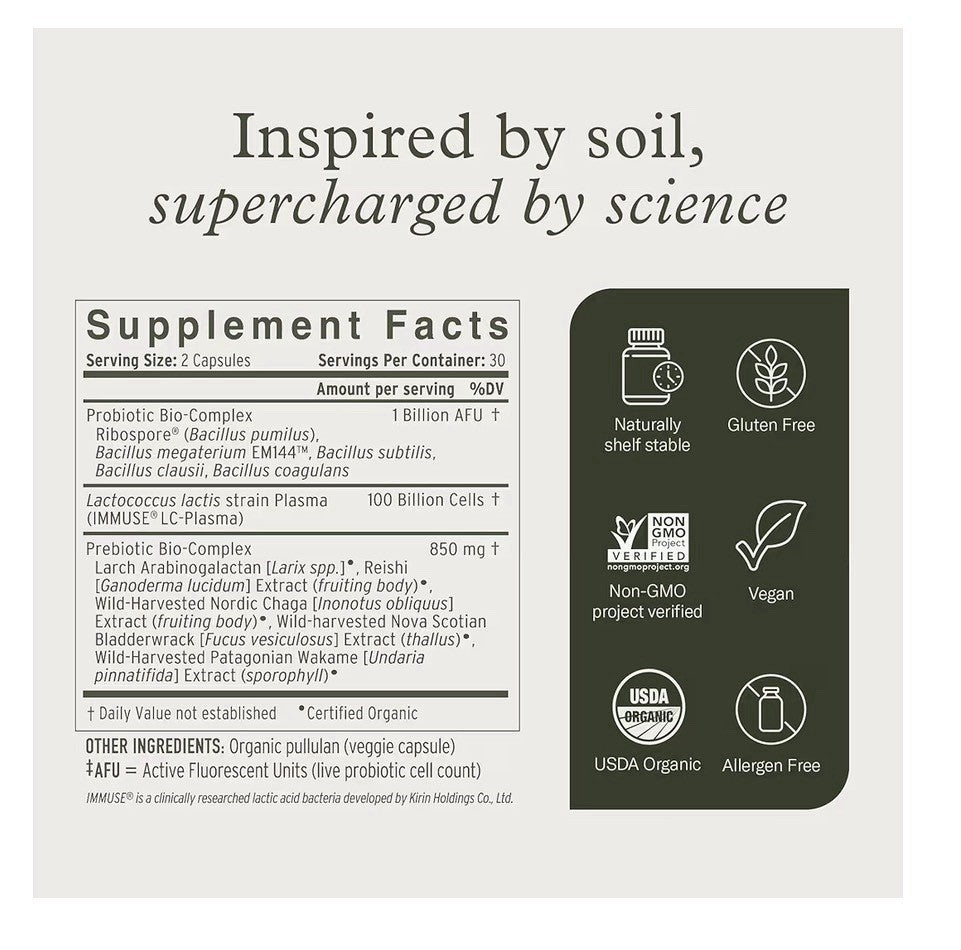 Terraflora Deep Immune Synbiotic SBO Probiotic and Prebiotic Immune Support 60ca