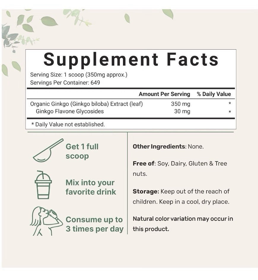 Micro Ingredients Ginkgo Biloba Flavone Glycosides Organic Powder 8oz