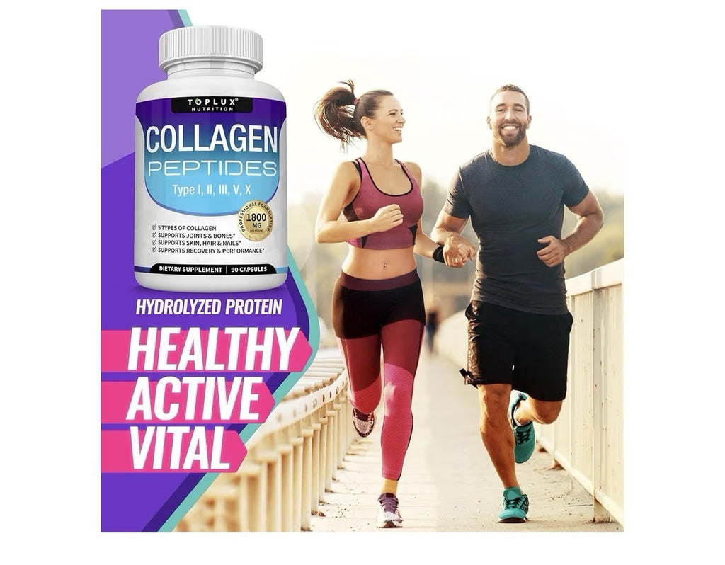 2 Pack Toplux Collagen Peptides Type I, II, III, V, X For  Women & Men