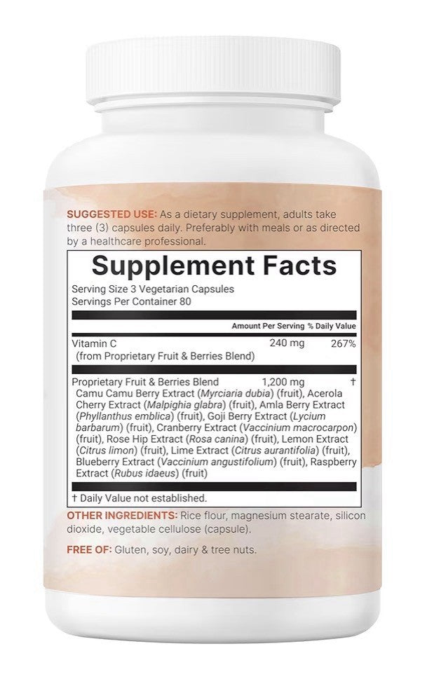 Micro Ingredients Whole Food Vitamin C From 10 Berries And Fruits 240 Capsules