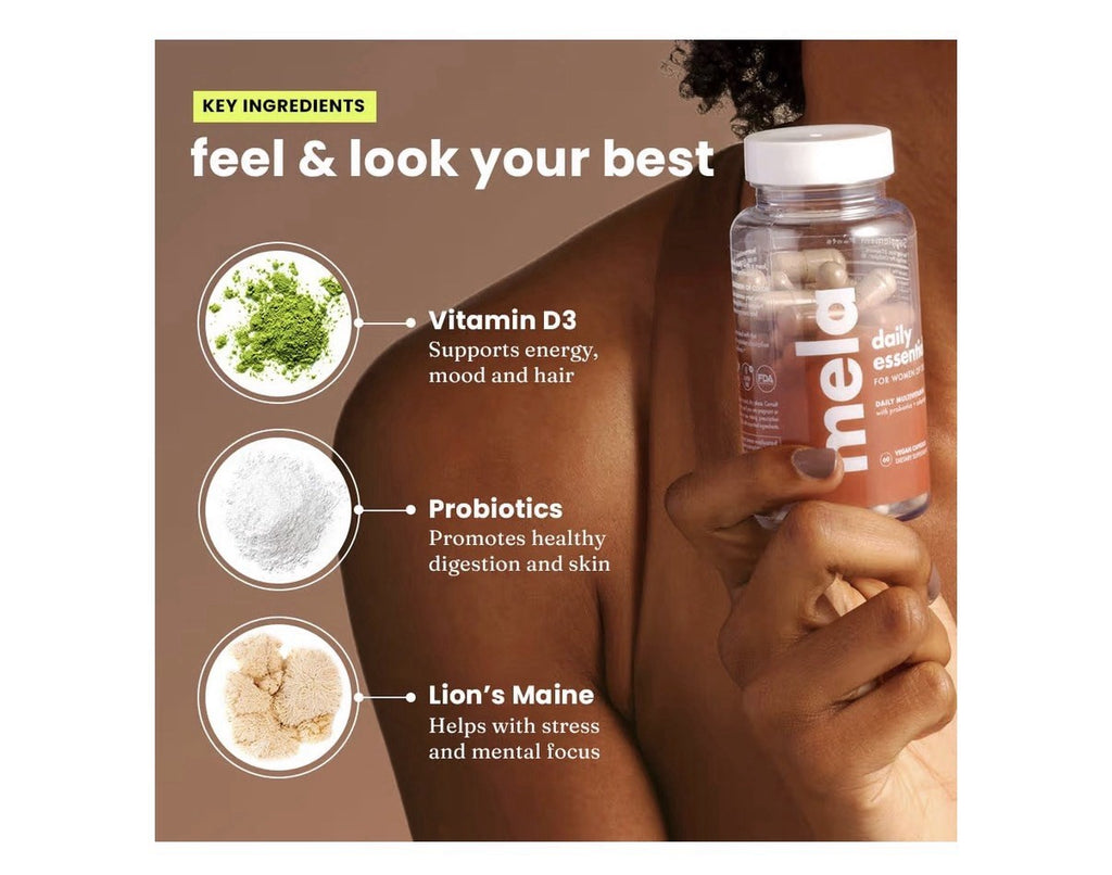 Mela Daily Essentials Multivitamin for Melanated Women Probiotics 60 Capsules