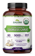 Zazzee Odorless Garlic 1% Allicin Immune Circulation Heart Support 2Month Supply