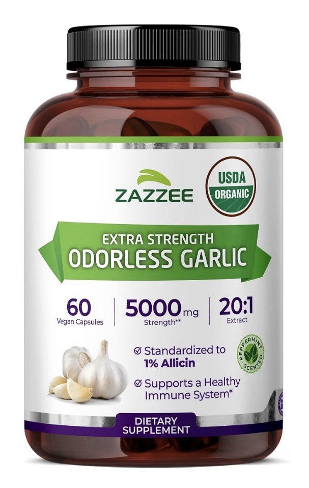 Zazzee Odorless Garlic 1% Allicin Immune Circulation Heart Support 2Month Supply