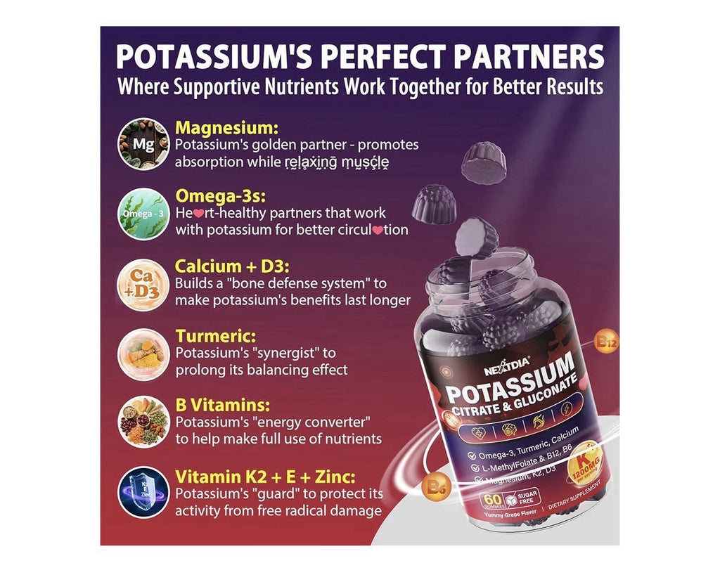 2Pack Nextdia Potassium Citrate & Gluconate Supplement Muscle Nerves Bone Health