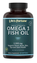 Life's Fortune Omega 3 Fish Oil 2500 mg Heart Brain Skin Eye Joint Health 60sgel