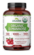 Zazzee Organic D-Mannose 1000 mg Urinary Tract Bladder Support 120 Veg Capsules
