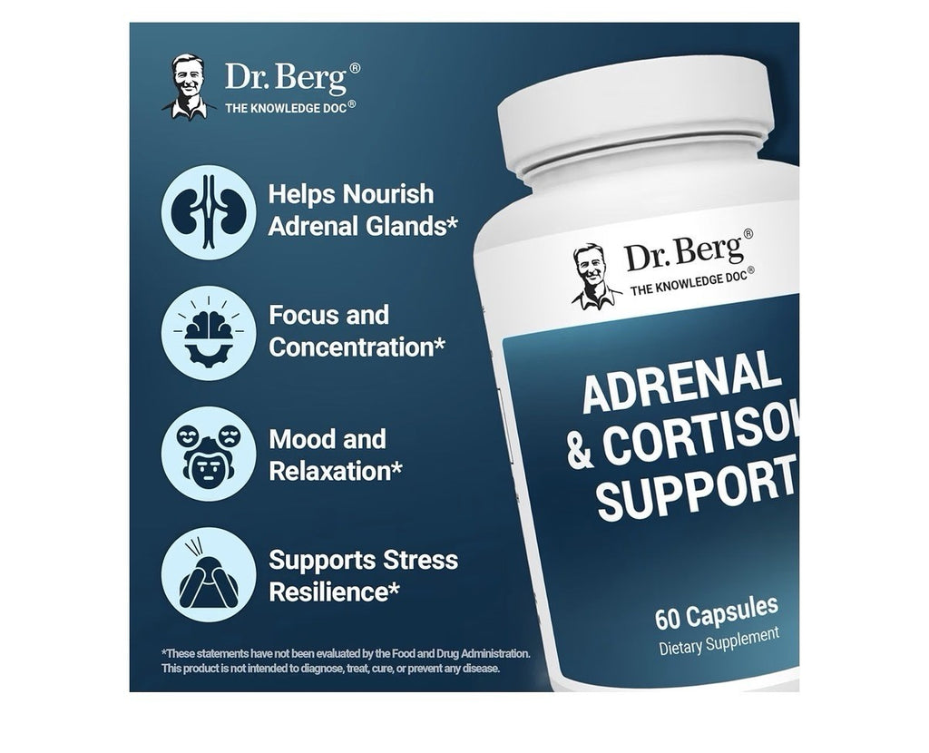 Dr. Berg Adrenal & Cortisol Support Mood Focus Relaxation Stress Support 60 Caps