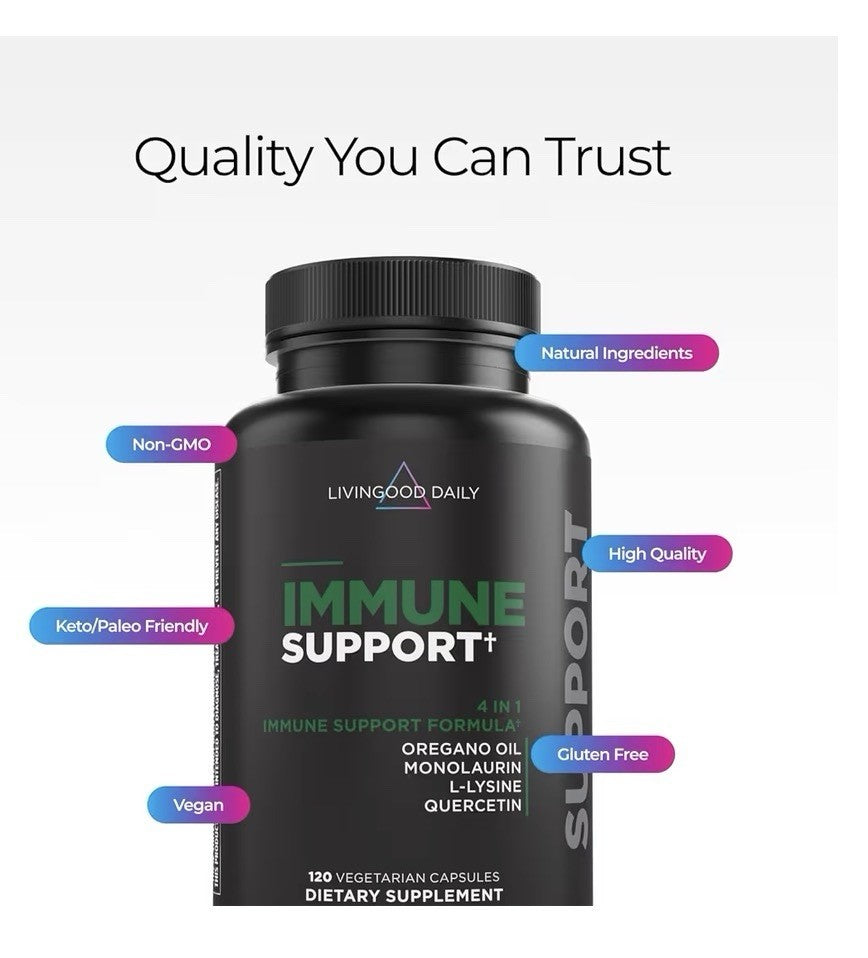 Livingood Daily Immune Support Supplement 4in1 Formula Digestive Gut Health 120c