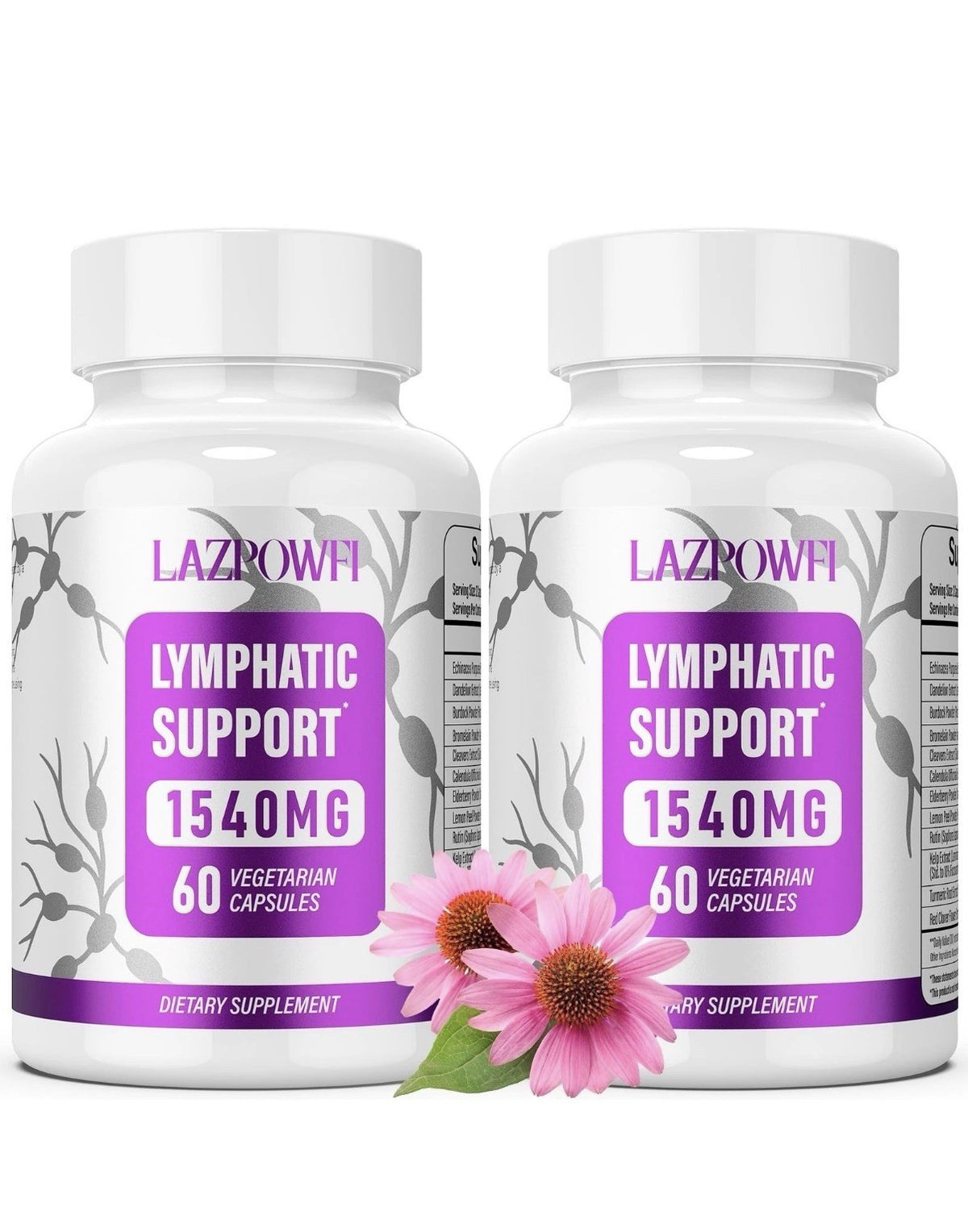 2 Pack LAZPOWFI Lymphatic Drainage 1540mg Lymph System Support For Women & Men