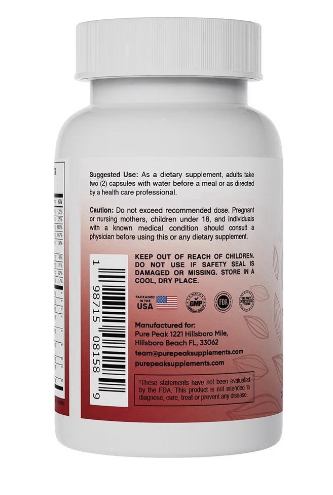 Pure Peak Thyroid Support Supplement Metabolic Function Energy Focus Mood 60caps