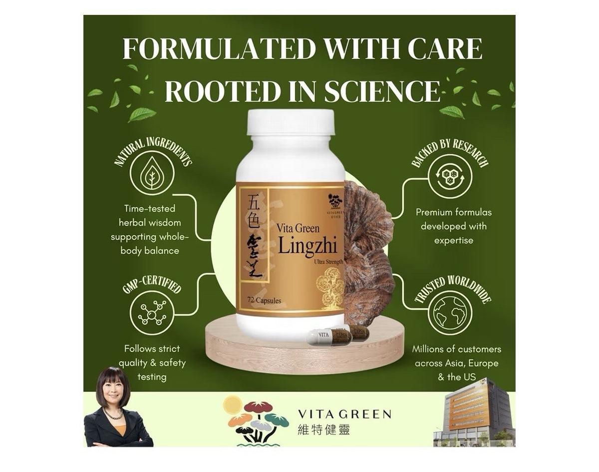 Vita Green Lingzhi Ultra Strength Mushroom Pure Reishi For Women & Men 72capsule