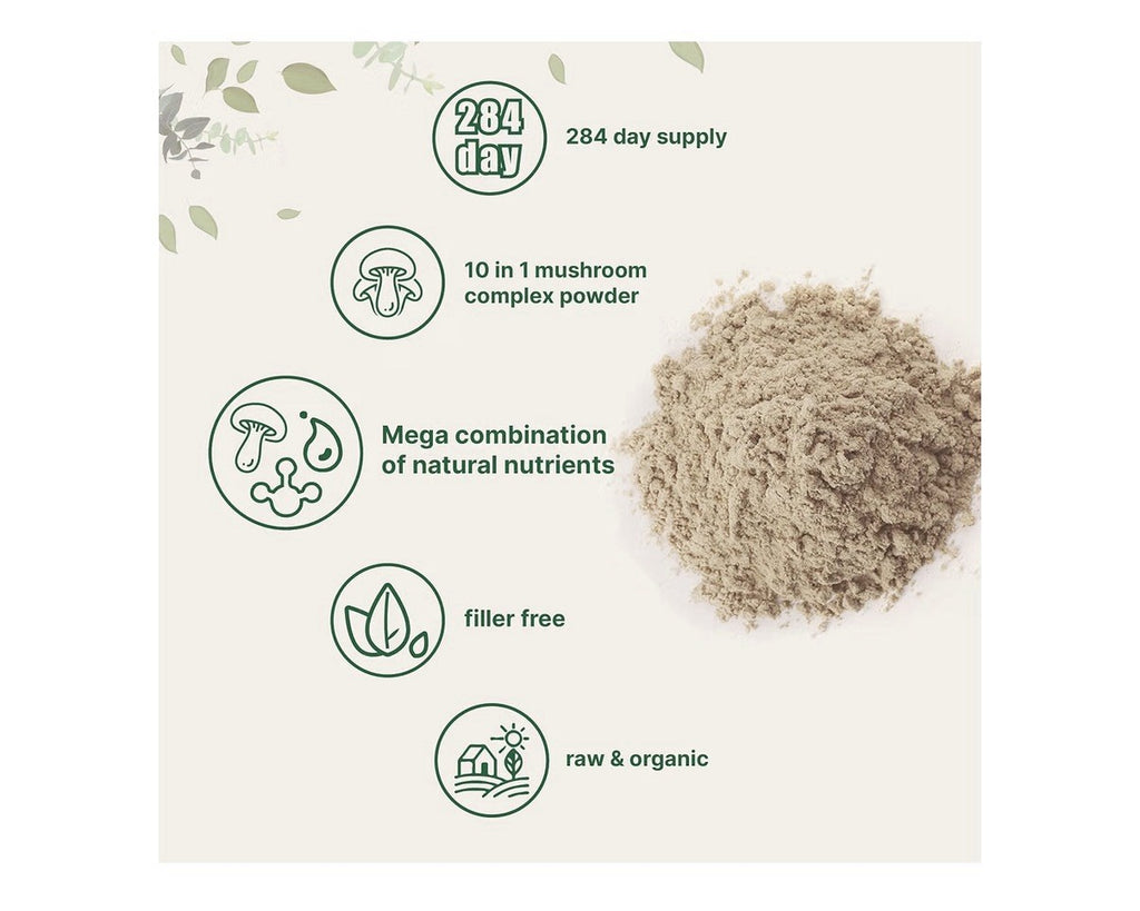 Micro Ingredients Organic Mega Mushroom Powder 10-in-1 Immune Defense 10 oz