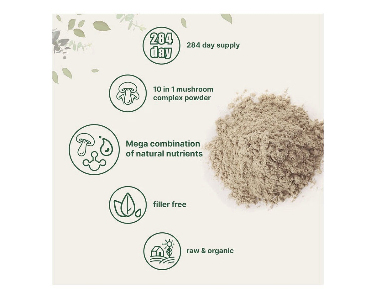 Micro Ingredients Organic Mega Mushroom Powder 10-in-1 Immune Defense 10 oz
