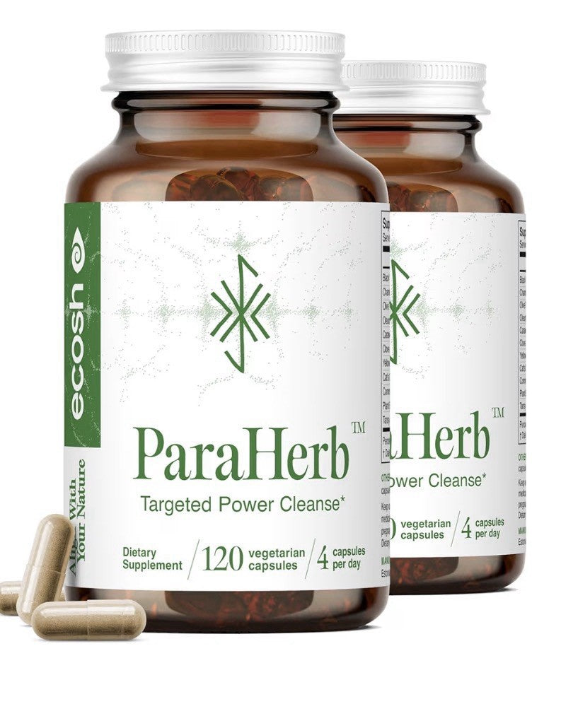 Ecosh ParaHerb Gut Cleanse Detox Wormwood Black Walnut Clove Chanterelle 2 Packs