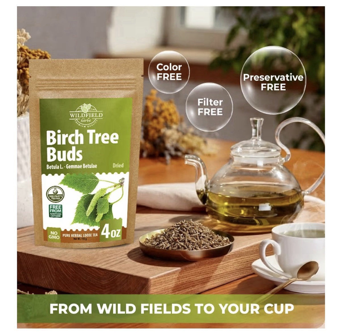 Wildfield Birch Tree Buds Herbal Tea (Betulae Gemmae) Betula Pendula Hojas 4oz