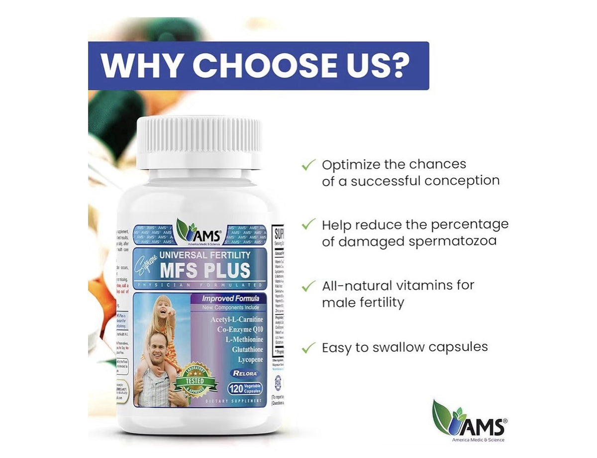 America Medic & Science MFS Plus Fertility Supplement for Men Sperm Booster 120c