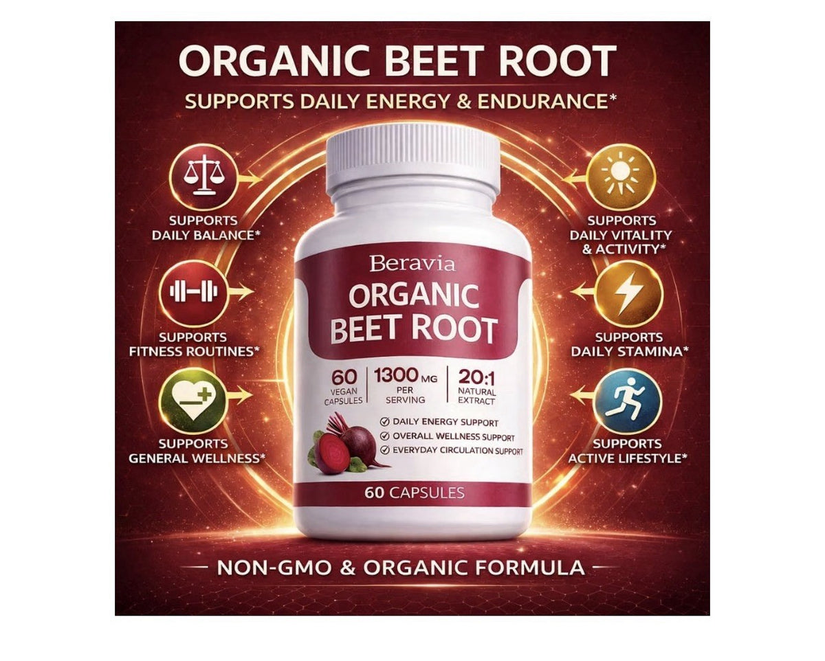 Beravia Organic Beet Root Circulation Support Overall Wellness Support 60capsule