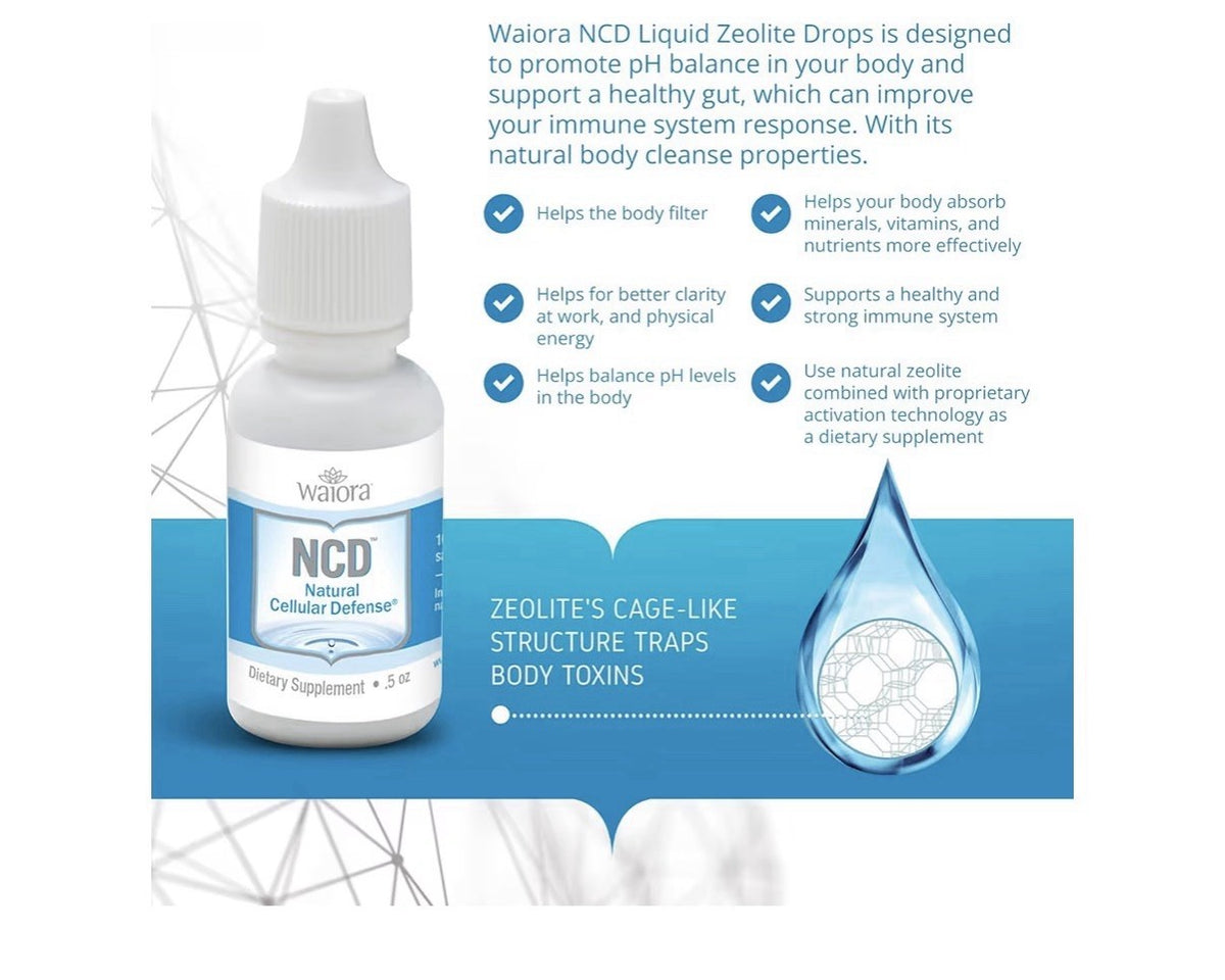 2 Pack Waiora NCD Natural Cellular Defense Liquid Drops Mineral Cellular Support