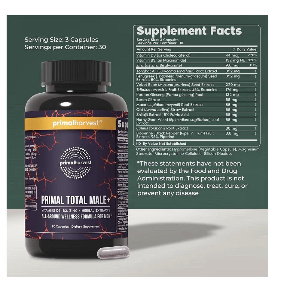 Primal Harvest Primal Total Male + All Round Multivitamin For Men 90 Capsules