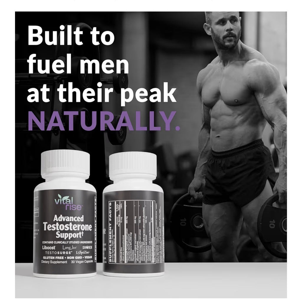 Vital Rise Testosterone Supplement for Men Advanced Testosterone Booster 30 Caps