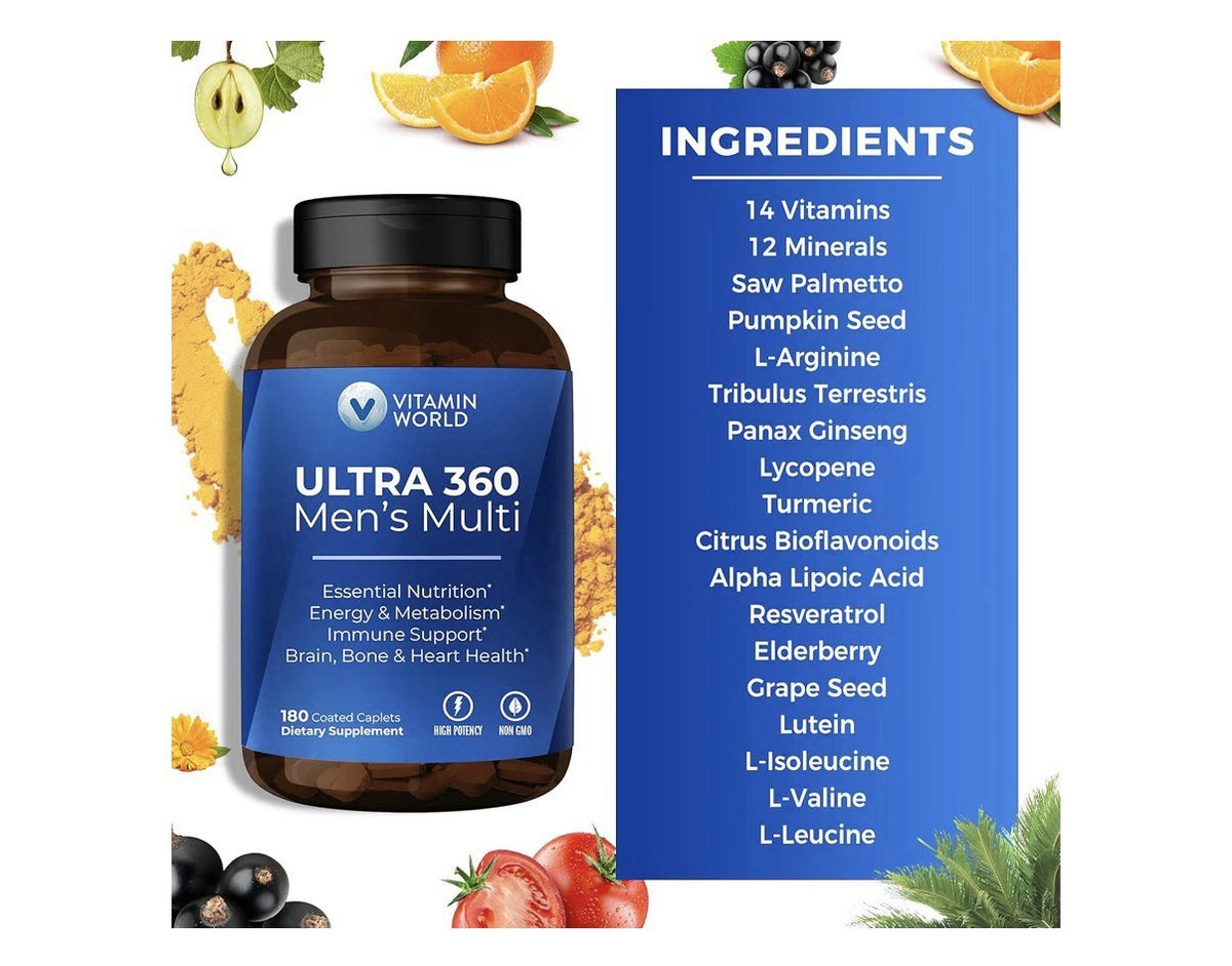 Vitamin World Ultra 360 Men’s Multi Multivitamin Energy Performance Support 180c