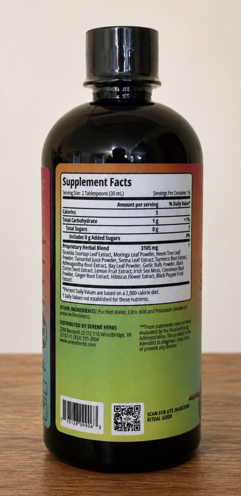 Serene Herb Exotic Soursop Bitters Liquid Gut Health Detox Lasting Vitality 16oz
